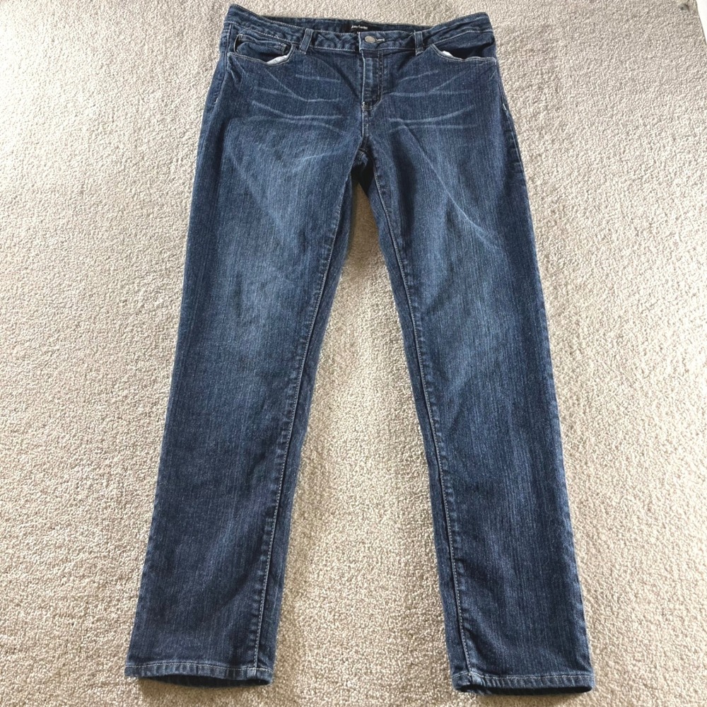 Daisy Fuentes Skinny Jeans Womens 14 Dark Wash Blue Mid Rise Stretch